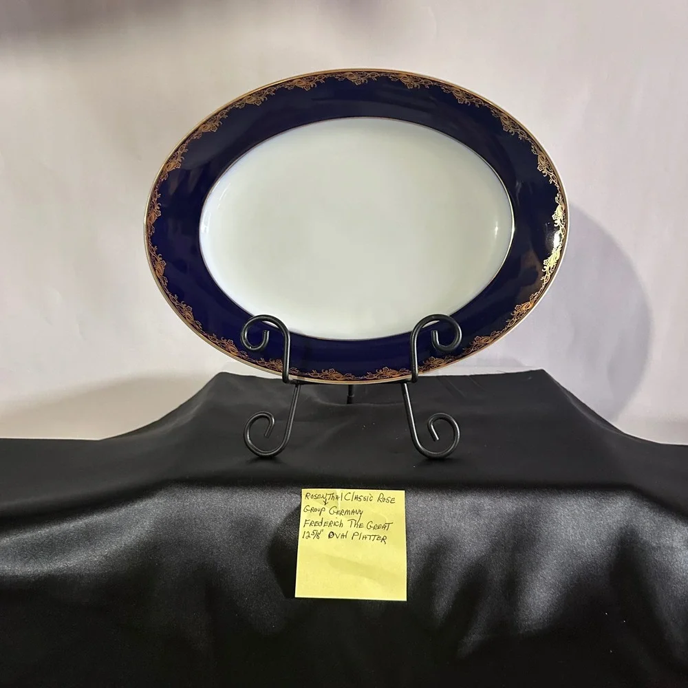 Rosenthal Classic Rose Frederick the Great Cobalt Gold Oval Platter 12.5